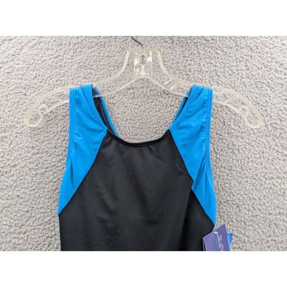 NWT Dolfin Aquashape Womens Moderate Black & Blue One Piece Swimsuit sz 6 - Picture 2 of 11